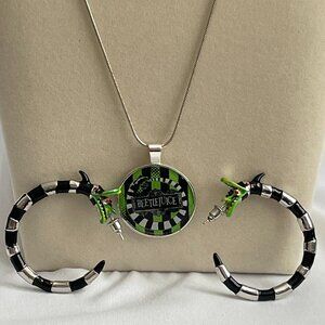 Beetle Juice Necklace and Earrings